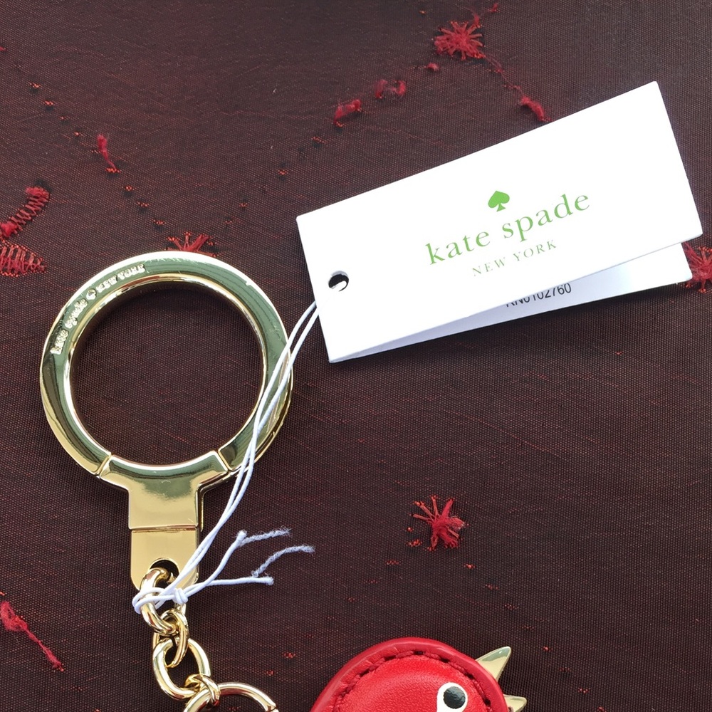 Kate Spade Oh La La Red Leather Key Chain Bird NWT - Picture 5 of 6